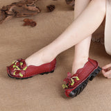 kamames New Head Layer Cowhide Soft Sole Women's Shoes National Wind Leather Women's Single Shoes Large Size Comfortable Bean Shoes