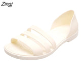 kamames Women Summer Flat Sandals 2023 Open-Toed Slides Slippers Candy Color Casual Beach Outdoot Female Ladies Jelly Shoes