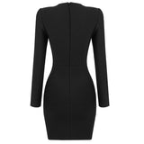 Zingj New Arrival Bandage Dresses Black Long Sleeve O Neck Long Sleeve Beading Sexy Party Club Celebrity Elegant Women Dress