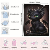 1pc, Flannel Digital Simple Little Black Dragon Pattern Printed Blanket Shawl Blanket Nap Throw Blanket Soft Skin-friendly Casual Sofa Blanket, Throw Blanket, Lunch Break Blanket, One Blanket Multi-purpose