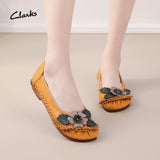 kamames Summer New National Wind Leather Flower Single Shoes Beef Tendon Bottom Leisure Flat Bottom Women's Shoes Middle-Aged And Elderly