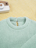 Classic Long Sleeved Knitted Pullover Sweater for Baby Boys - Soft Slight Stretch Polyester Fabric, Crew Neck, Regular Fit - Hand Washable, Perfect for Fall and Winter Seasons