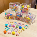 10PCS/Box Packed Girls Cute Colorful Ball Heart Rabbit Scrunchie Kids Ponytail Holder Elastic Hair Band Fashion Hair Accessories