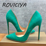 kamames color women 12cm high heels pumps fashion pointed toe shallow pumps shoes sexy shoes slip-on party shoes RM011 ROVICIYA