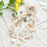 Korean Bow Long Ribbon Hair Scrunchie Chiffon Floral Print Sweet Elastic Hair Band Ponytail Hair Scarf Hair Tie Hair Accessories