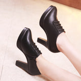 kamames Style Deep-Mouth Single Shoes Women's Thick Heels Thick-Soled Waterproof Table Pointed Large Size Black Work Shoes Women's Catwalk Shoes