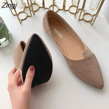 kamames Leather Shoes Splice Color Shoe Ballerina Slip On Shoes Women Flats 2023 Fashion Pointed Toe Ballet Footwear buty damskie