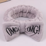 2022 New OMG Letter Coral Fleece Wash Face Bow Hairbands For Women Girls Headbands Headwear Hair Bands Turban Hair Accessories