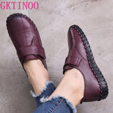 GKTINOO Spring Ladies Genuine Leather Handmade Shoes Women Hook &Loop Flat Shoes Women 2021 Autumn Soft Loafers Flats