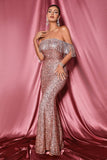 kamames Balasa Off Shoulder Sequin Maxi Dress