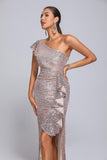 kamames Beach One Shoulder Sequin Maxi Dress