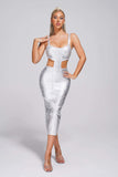 kamames Kit Metallic Midi Bandage Dress - Silver