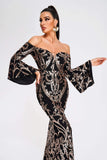 kamames Nerlii Off Shoulder Sequin Maxi Dress