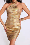 kamames Taaliyah Halterneck Mini Dress - Golden