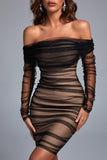 kamames Rowena Ruched Mesh Bandage Midi Dress - Black