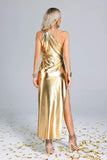 kamames Mishra One Shoulder Metallic Dress