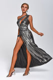 kamames Alicia One Shoulder Metallic Maxi Dress