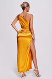 kamames Euen One Shoulder Satin Maxi Dress