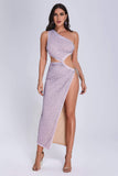 kamames Zaroe One Shoulder Cutout Midi Dress - Purple