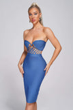 kamames Juditha Strapless Midi Bandage Dress - Blue