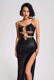 kamames Lyall Sequin Slit Maxi Dress