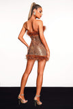 kamames Jucana  Strapless Sequin Feather Mini Dress