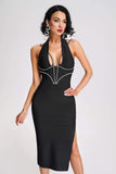 Kamames Rosie Diamante Halter Midi Bandage Dress