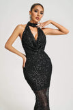 kamames Tini Sequin Halter Midi Dress