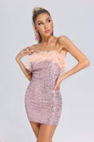 kamames Tess Feather Sequin Tube Dress