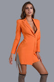 Kamames Elin Crystal Tassel Blazer Dress In Orange