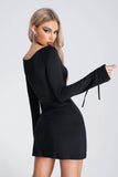 kamames Neleah Slit Mini Dress - Black