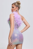 kamames Hapa Feather Sequin Mini Dress