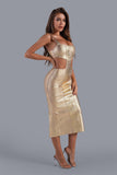 kamames Kit Metallic Midi Bandage Dress - Gold