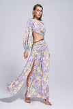 kamames Camila One Shoulder Floral Slit Maxi Dress - Purple