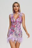 kamames Loviy Sequin Feather Mini Dress