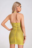 kamames Izna Halterneck Sequin Mini Dress - Yellow