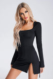 kamames Neleah Slit Mini Dress - Black