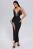 kamames Gini Diamonate Slit Maxi Bandage Dress