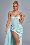 kamames Vacab Diamante Satin Slit Maxi Dress - Mint