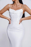 kamames Dalila Satin Corset Midi Dress - White