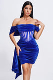 Kamames Elasa Velvet Corset Mini Dress - Blue