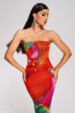 kamames Opala Strapless Printed Midi Dress