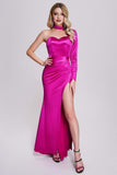 kamames Neal Satin One Shoulder Maxi Dress