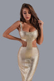 kamames Kit Metallic Midi Bandage Dress - Gold