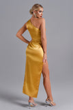 kamames Jojo One Shoulder Satin Maxi Dress