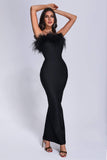 kamames Xuliy Feather Maxi Bandage Dress