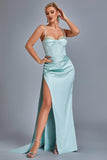 kamames Vacab Diamante Satin Slit Maxi Dress - Mint