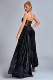 kamames Lamva Corset Velvet Slit Maxi Dress - Black