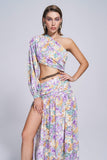 kamames Camila One Shoulder Floral Slit Maxi Dress - Purple