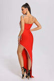 kamames Porsha Diamonate Strapless Maxi Bandage Dress - Red